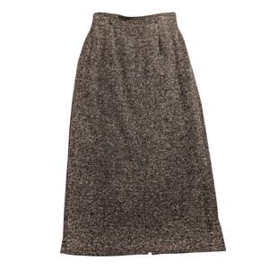 Vintage Liz Claiborne Collection Wool Blend Pencil Skirt Brown Tweed Midi